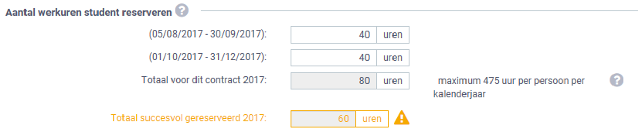 studenten-voorbeeld minder gereserveerd dan gevraagd